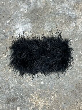 Peppermayo Black Feather Crop Tube Top